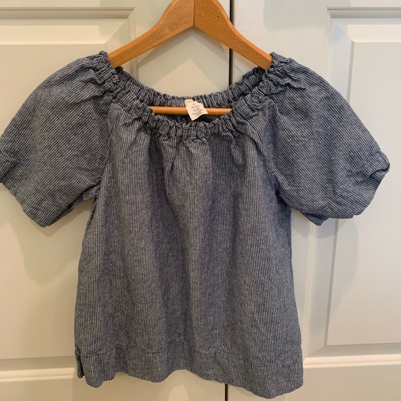 Crewcuts off-the-shoulder blue stripe top - Picture 2 of 7